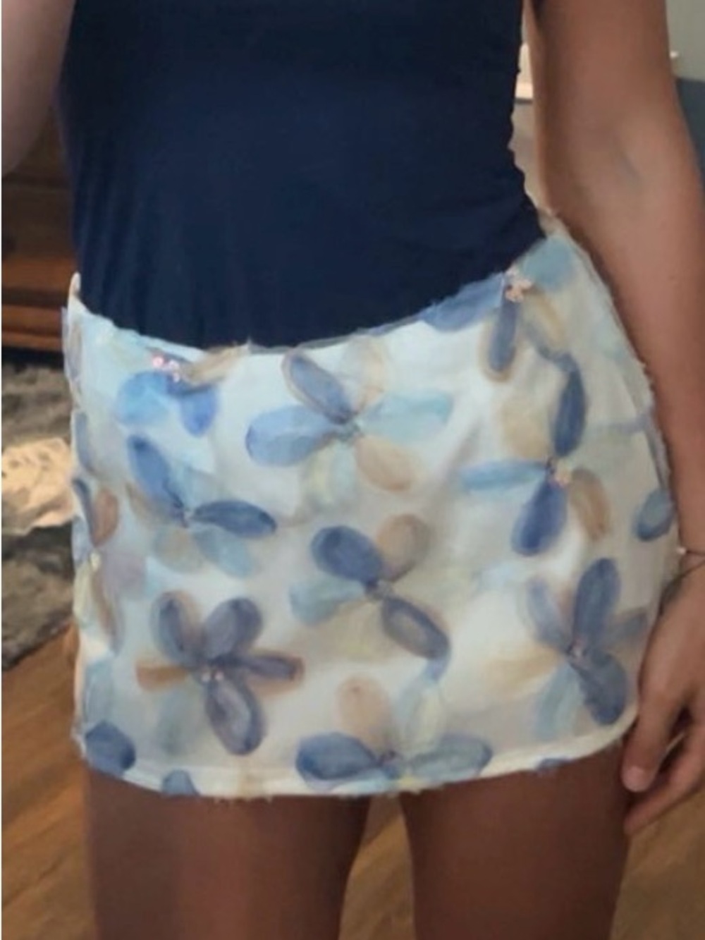 Floral Watercolor Mini Skirt - Blue Multi